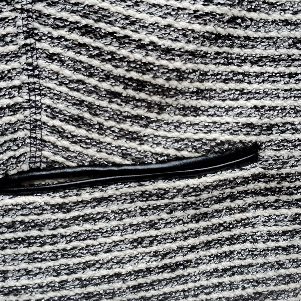 Chico's Black, White, Silver Tweed Jacket with Embellished Neckline 2 / L - Picture 8 of 11